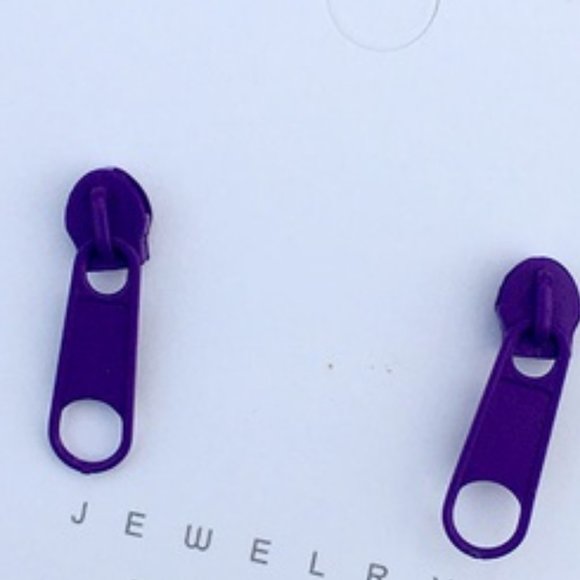 **NEW! RETRO ZIPPER Metal Stud EARRINGS - Emo Goth Punk Grunge - Picture 8 of 11